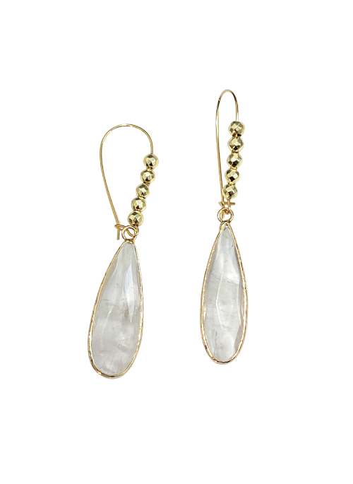 Quartz Earrings with Gold Beads