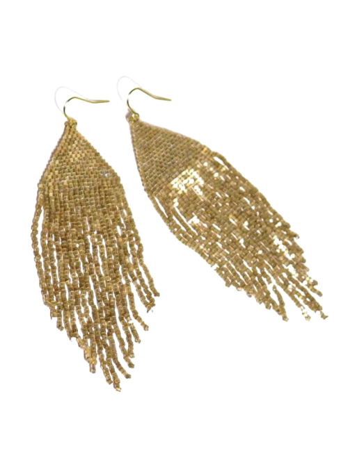 Ivy Gold Shine Fringe Earrings