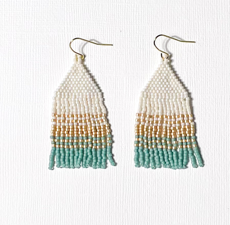 Regine Sea Collection Sea Green and Sand Fringe Earrings