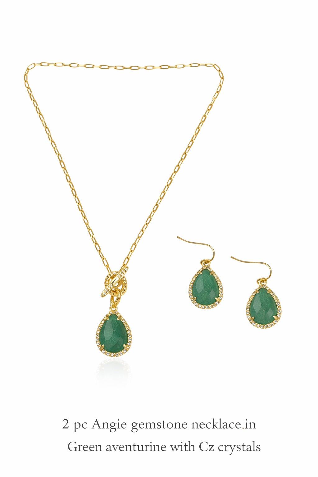 Angie Gemstone Paperclip CZ Necklace -Gold