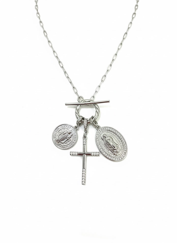 Cross Convertible Necklace 3 charms - Silver