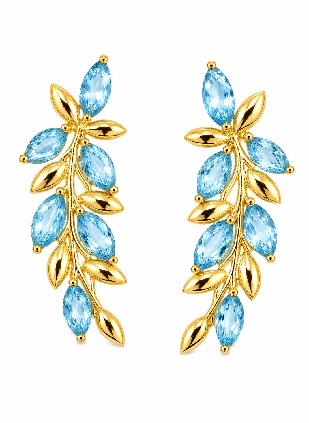 Morgan & Paige Genuine Blue Topaz Earrings in 18K Gold Plated Sterling Silver