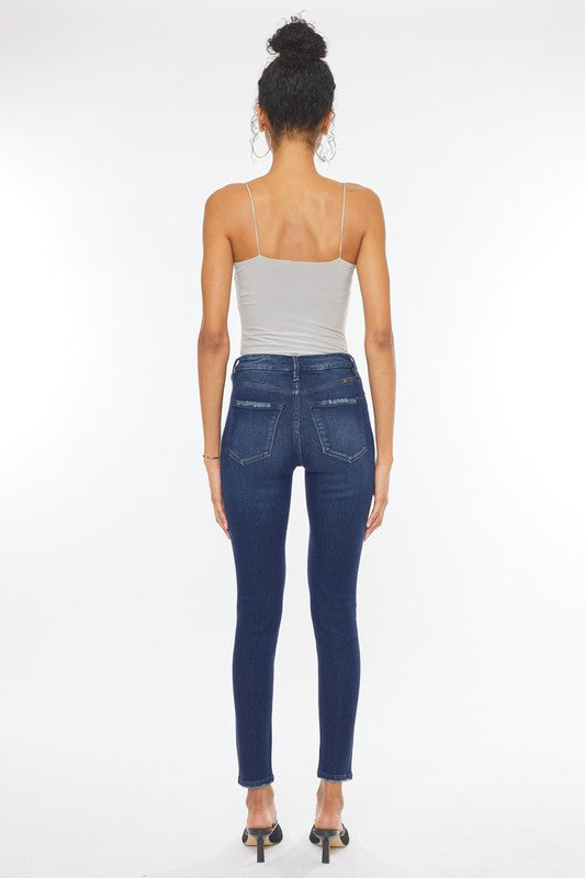 High Rise Piecing Detail Super Skinny Jeans