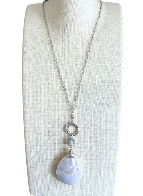 Mother of Pearl Paperclip Necklace
