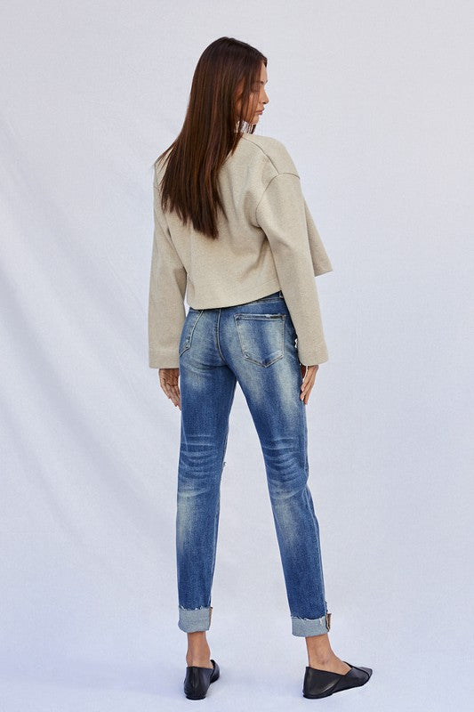 Raw Hem Boyfriend Jeans