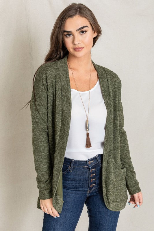 Solid Drape Pocket Cardigan