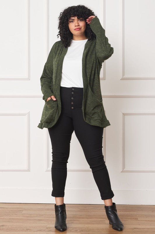 Solid Drape Pocket Cardigan