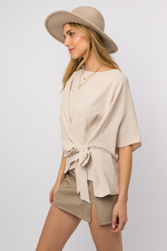 3/4 Sleeve Side Tie Top