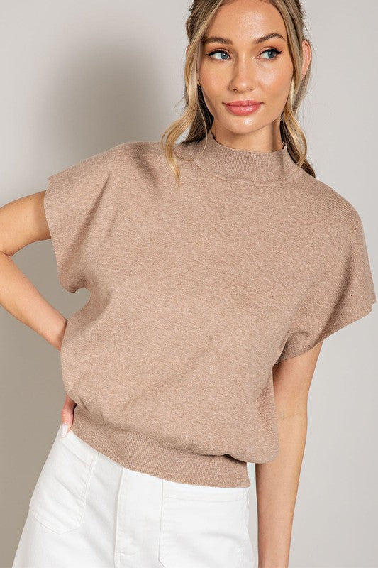 Mock Neck Short Sleeve Top