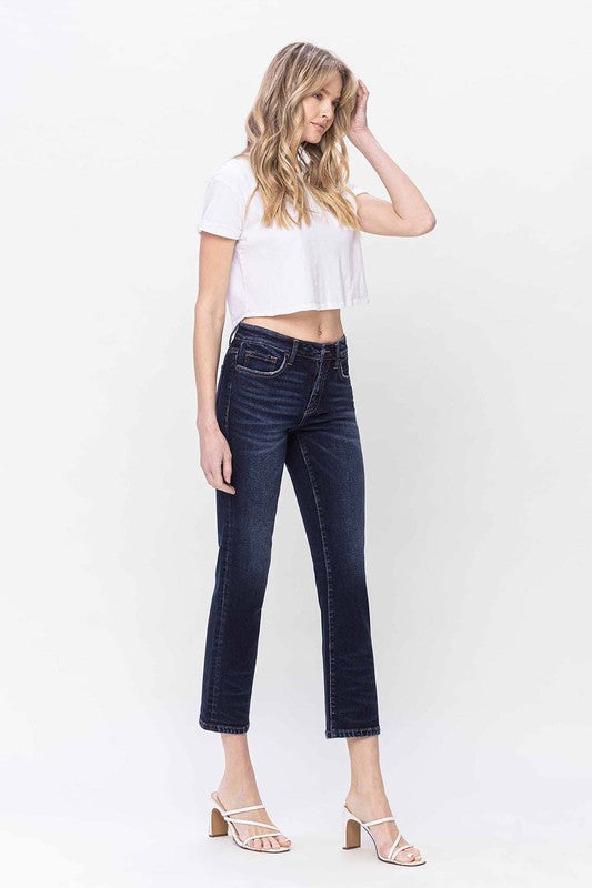 Mid Rise Slim Straight Jeans