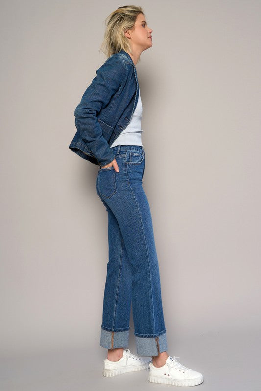 HIGH-RISE CUFFED CROP BOOT JEANS