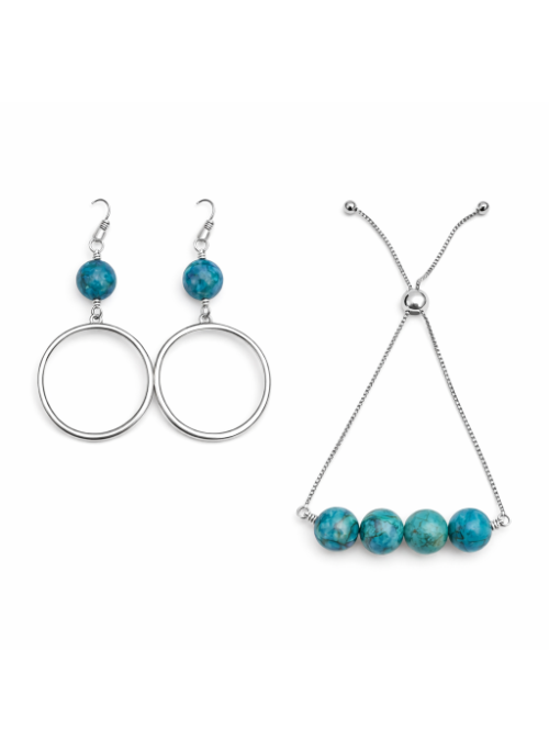 Ella Agate Bracelet & Earrings 2pc set
