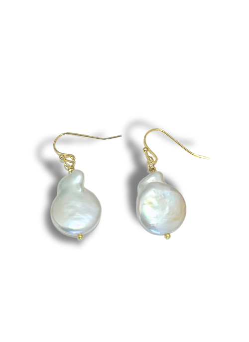 Riley Coin Pearl Earrings Gold