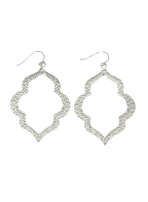 CJ Large Hammered Earrings in Silver
