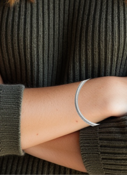 Kaylee Herringbone Bracelet Silver