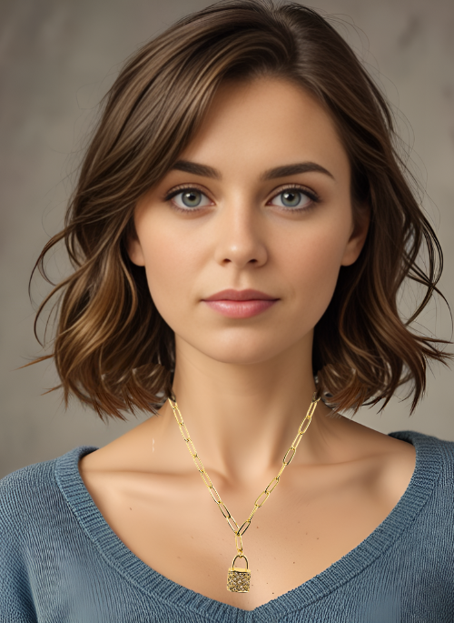 Lily Paperclip CZ Lock Necklace