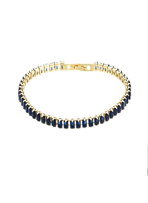 Rectangle CZ Tennis Bracelet Sapphire 6mm