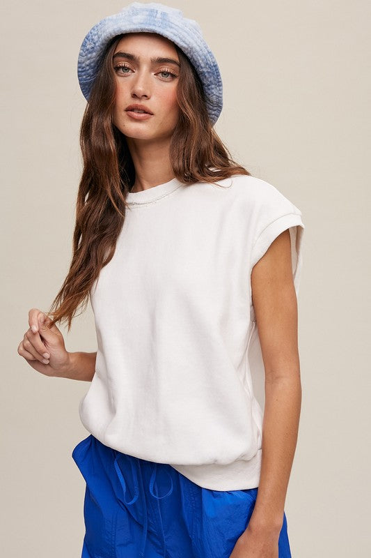 Short Sleeve Boxy Crew Neck Sweat Top