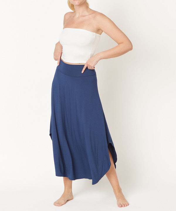 BAMBOO BAND WAIST MAXI SKIRT