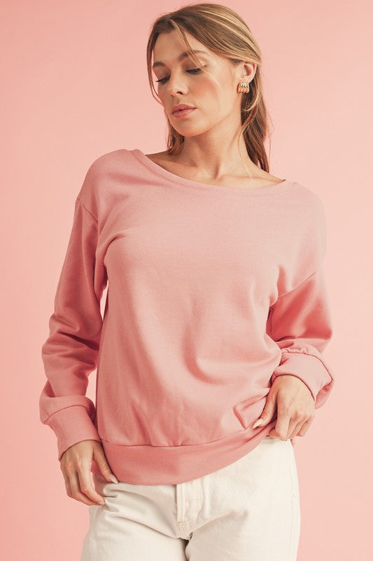 Chestnut Bowknot Dewback Round Neck Sweatshirt