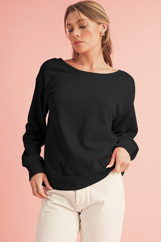 Chestnut Bowknot Dewback Round Neck Sweatshirt