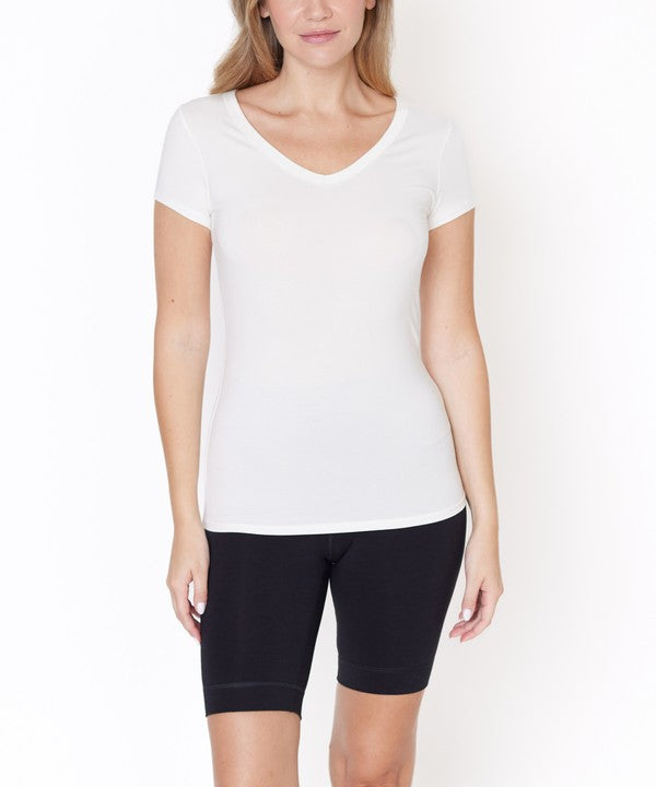 BAMBOO V NECK FITTED TOP