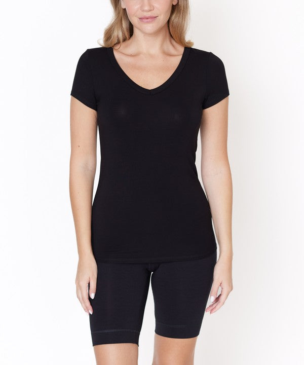 BAMBOO V NECK FITTED TOP