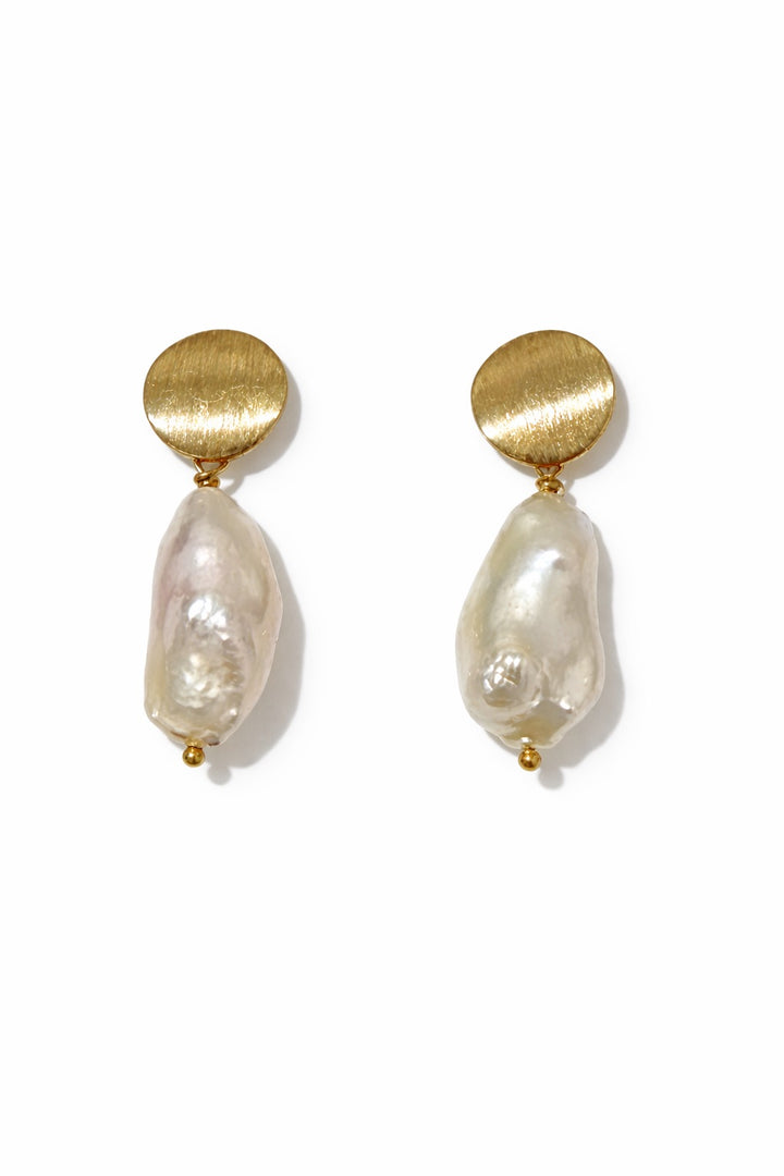 Jeanna Baroque Pearl Earrings Gold