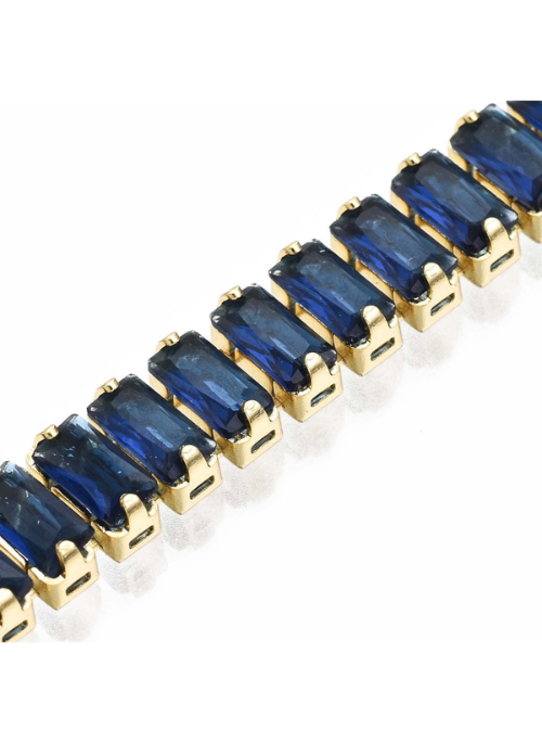 Rectangle CZ Tennis Bracelet Sapphire 6mm