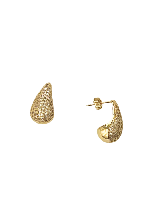 Chunky Pave Gold Teardrop Earrings