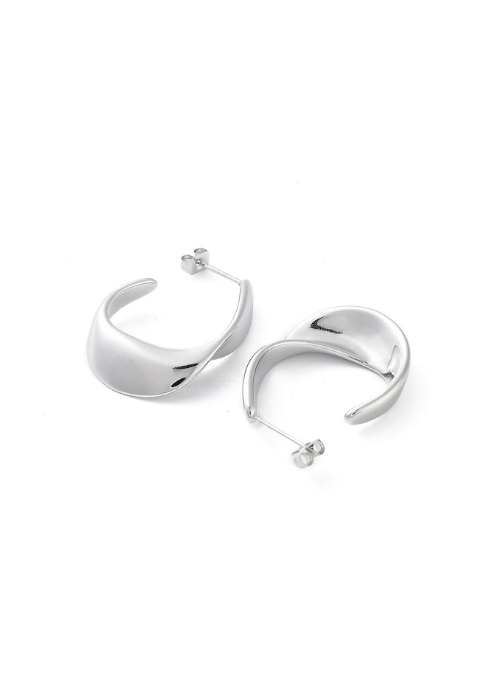 Andee Twisted Silver Teardrop  Hoops