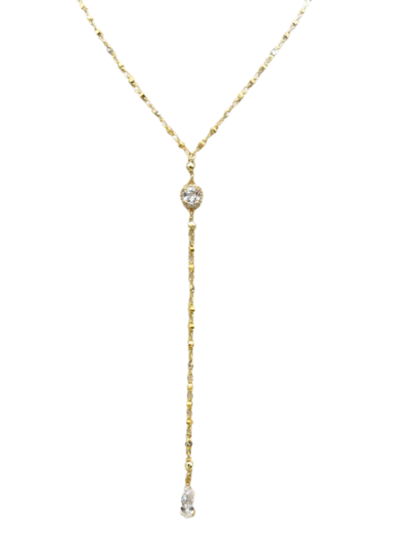 Crystal Y-Necklace Gold
