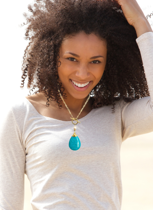 2 Way Gold Turquoise Howlite Necklace