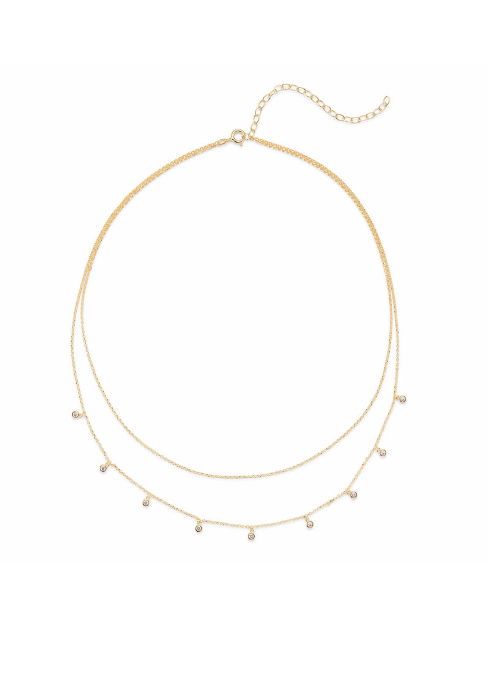 18K Gold Plated CZ Layered Necklace