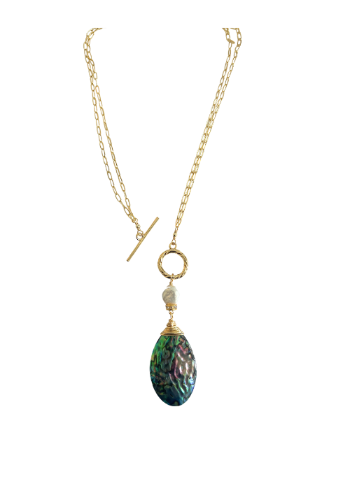 2 Way Kelly Abalone & Mother of Pearl Reversible Necklace