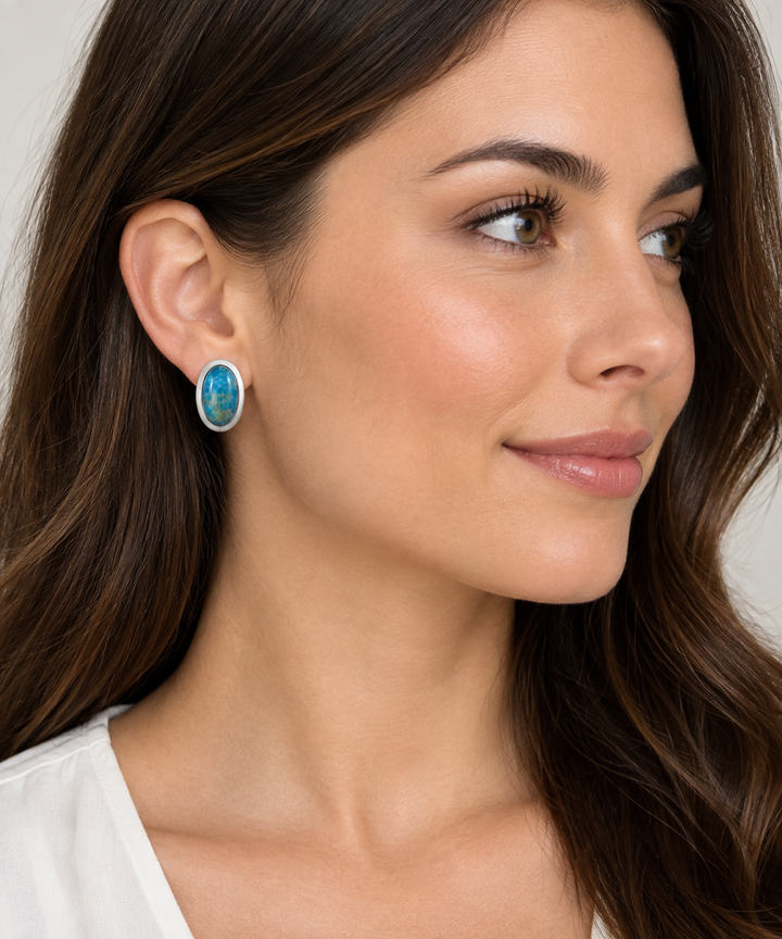 ELLE Sterling Silver Gemstone Earring Studs