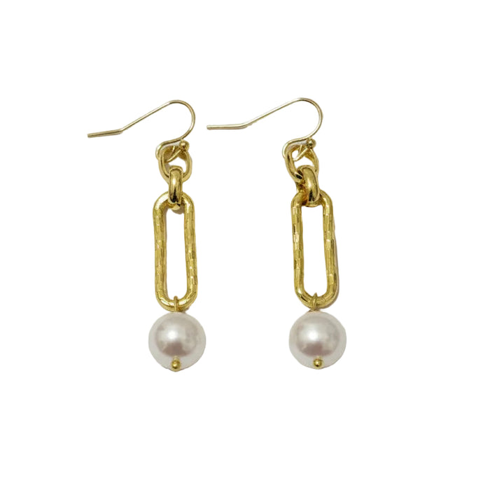 Julia Paperclip Earrings Pearl
