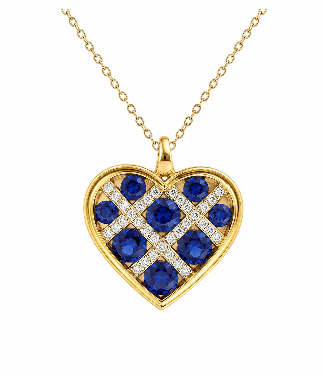Lab-Created Sapphire Heart Pendant Necklace