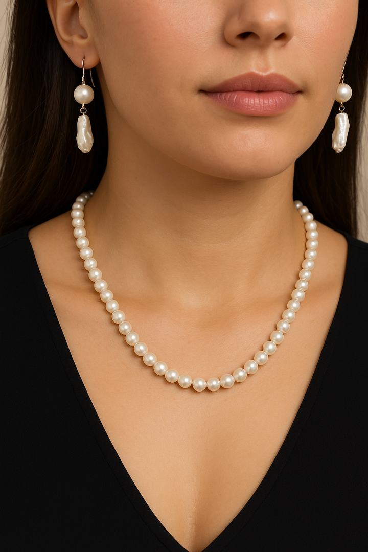 2 Piece Pearl Strand Necklace and Earrings