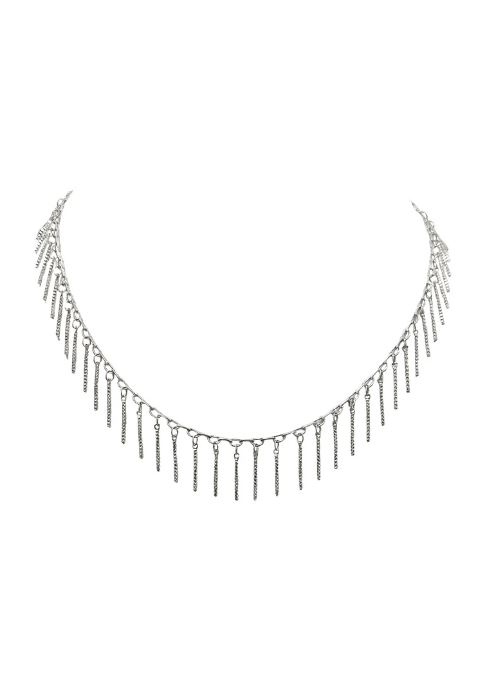Shea Fringe Necklace Silver
