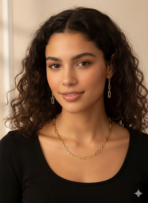 Sasha Paper Clip Necklace Gold