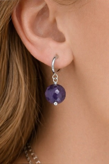 Amethyst & Silver drop Earrings