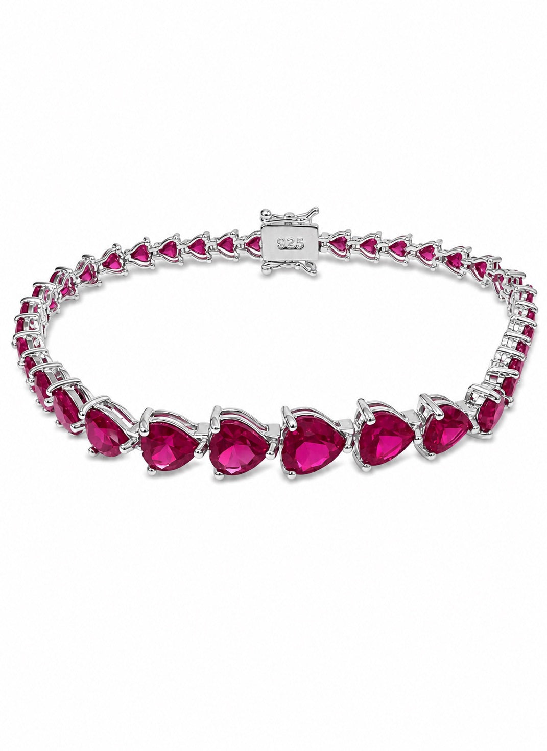 Morgan & Paige Heart Tennis Bracelet lab Created Ruby