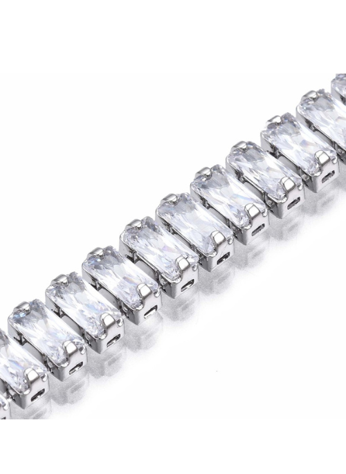 Rectangle CZ Tennis Bracelet Silver 5mm