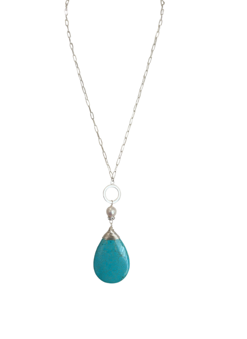 2 Way Silver Turquoise Howlite Necklace