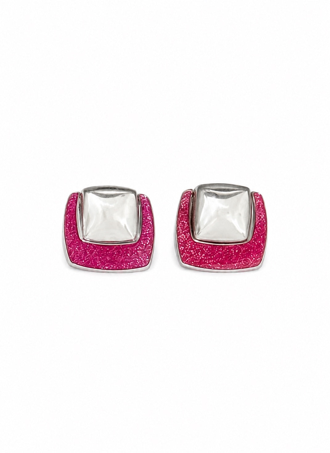 ELLE Reversible Sterling Silver Earrings Black or Pink