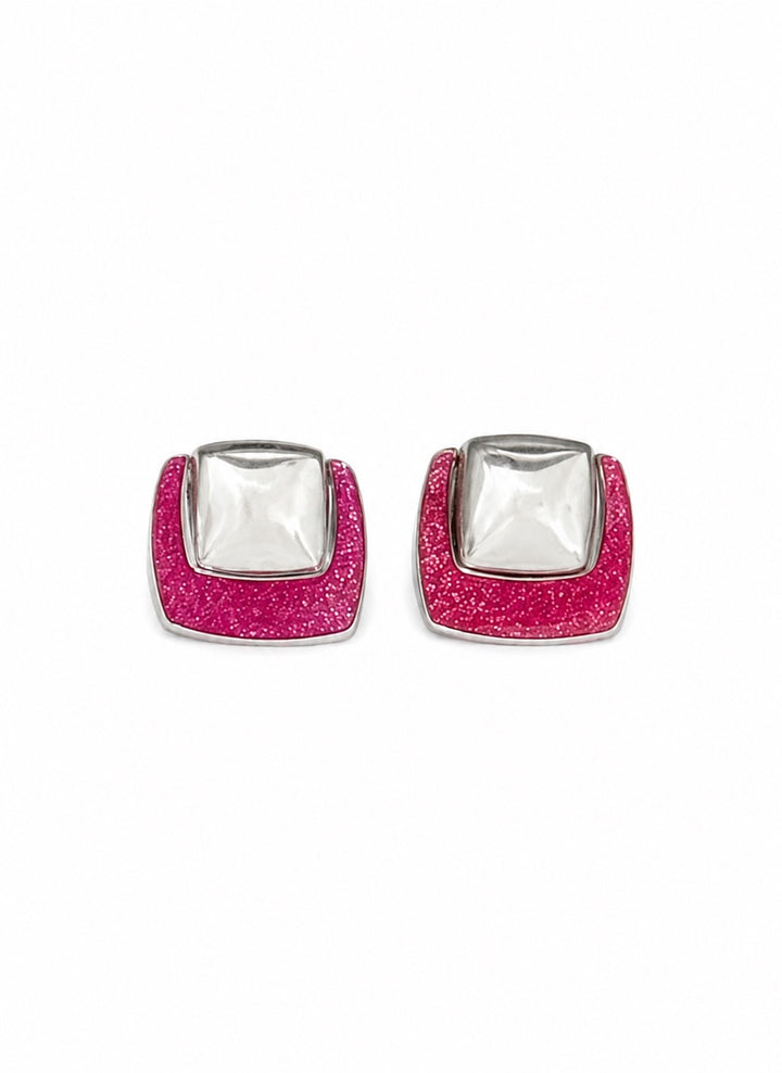 ELLE Reversible Sterling Silver Earrings Black or Pink