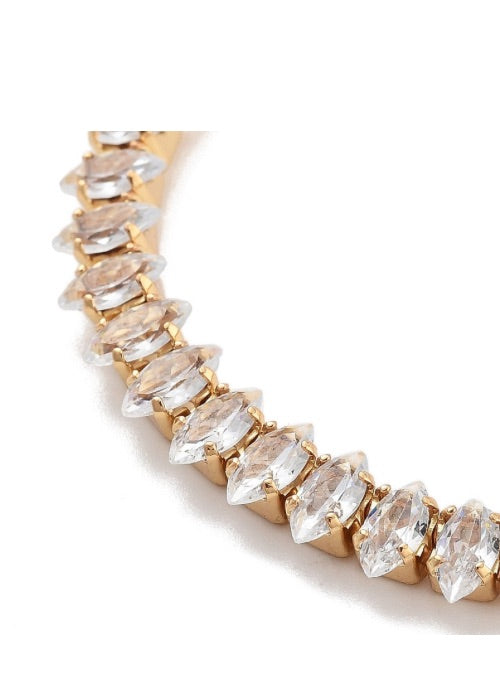 Marquise CZ Tennis Bracelet Gold 7mm