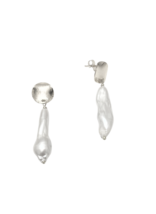 Jeanna Baroque Pearl Earrings Silver