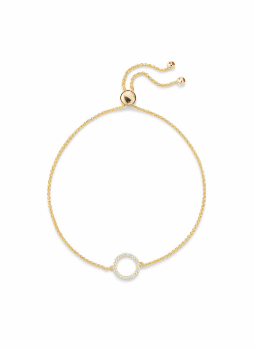18k Gold Plated Pave Circle Adjustable Bracelet